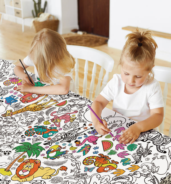Safari colouring tablecloth, Animal colouring table cover, Kids safari colouring poster, Party colouring table cloth, Eco friendly kids colouring activity, Splat Planet safari craft, Giant colouring sheet for kids