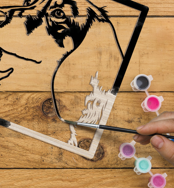 Sausage dog wooden art kit, Dachshund craft kit for kids, Sausage dog wood painting set, Cute dog wooden art, DIY dog craft, Dachshund wall art, Sausage dog gift for children, Layered dog wood art, Creative dog project, Wooden Dachshund décor, Kids dog craft activity, Dog lover gift crafts.