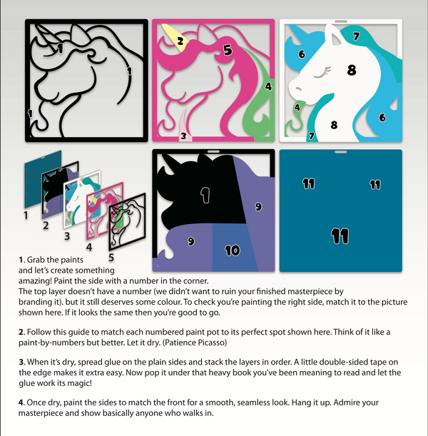 Wooden Unicorn Art  Craft Kit