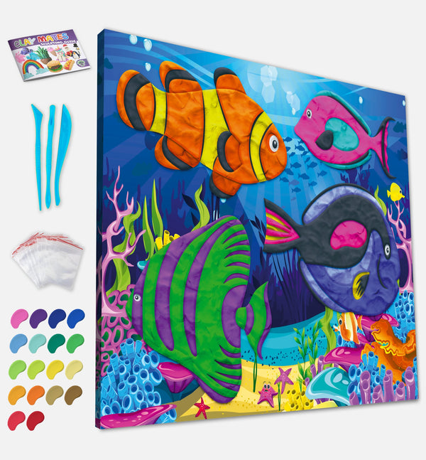 Sea Life Clay Painting 30x30 cm