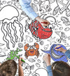 Sea life giant colour-in table cloth for kids with ocean animals, laminated table protector 240 x 120cm