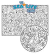 Sea life giant colour-in table cloth for kids with ocean animals, laminated table protector 240 x 120cm