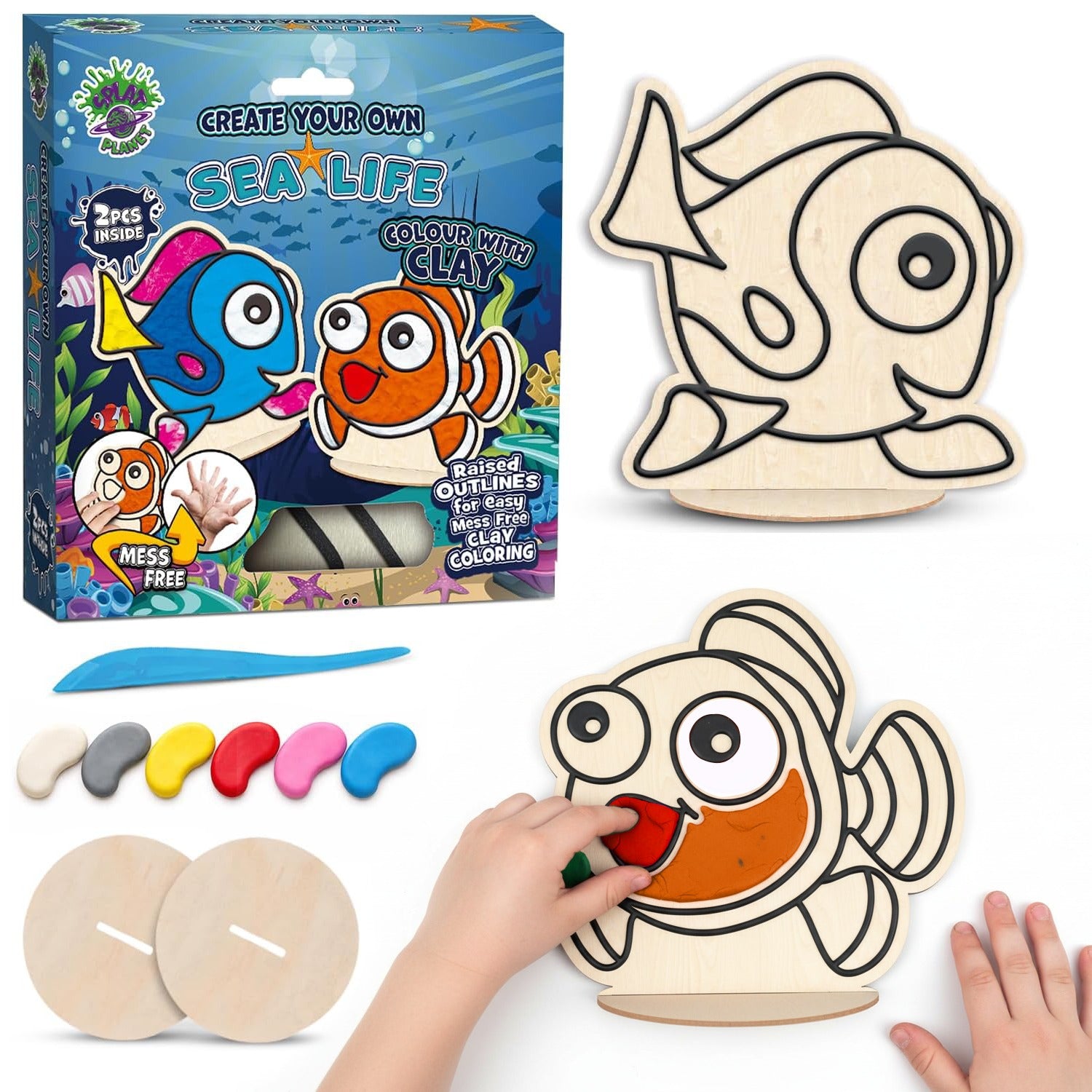 Sea life clay colouring kit, Ocean themed clay art set, Sea creature clay craft for kids, DIY sea life modelling kit, 3D ocean clay project, Sensory sea life clay kit, Creative ocean craft activity, Non-toxic clay craft set, Underwater clay art kit, Kids sea life craft