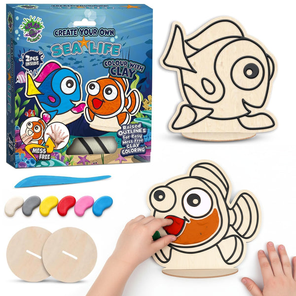 Sea life clay colouring kit, Ocean themed clay art set, Sea creature clay craft for kids, DIY sea life modelling kit, 3D ocean clay project, Sensory sea life clay kit, Creative ocean craft activity, Non-toxic clay craft set, Underwater clay art kit, Kids sea life craft