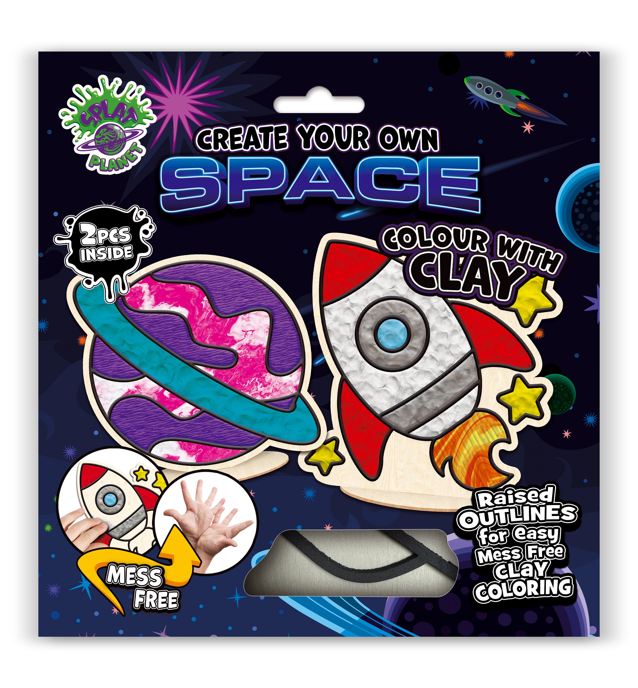 Space clay colouring kit, Space themed clay art set, Space clay craft for kids, DIY space modelling kit, 3D space clay project, Sensory space clay kit, Creative space craft activity, Non-toxic clay craft set, Outer space clay art kit, Kids space craft