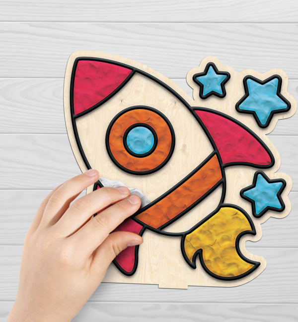 Space clay colouring kit, Space themed clay art set, Space clay craft for kids, DIY space modelling kit, 3D space clay project, Sensory space clay kit, Creative space craft activity, Non-toxic clay craft set, Outer space clay art kit, Kids space craft
