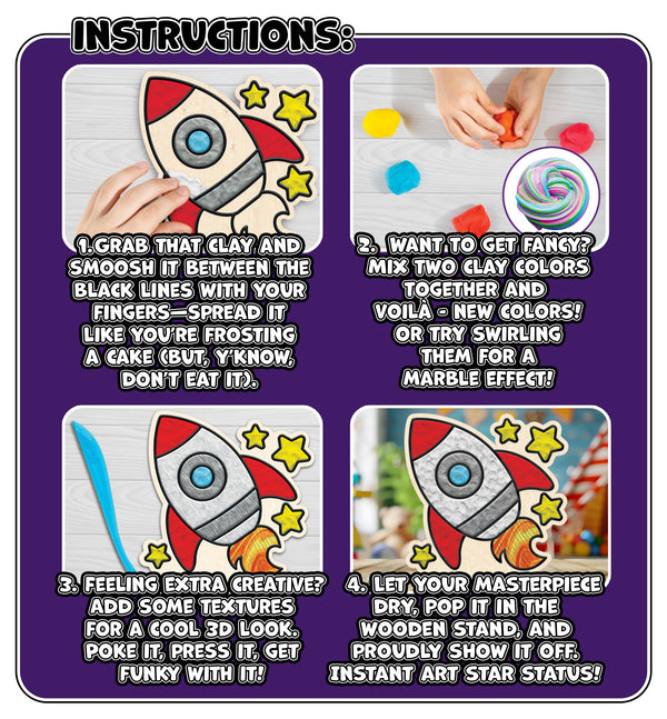 Space clay colouring kit, Space themed clay art set, Space clay craft for kids, DIY space modelling kit, 3D space clay project, Sensory space clay kit, Creative space craft activity, Non-toxic clay craft set, Outer space clay art kit, Kids space craft