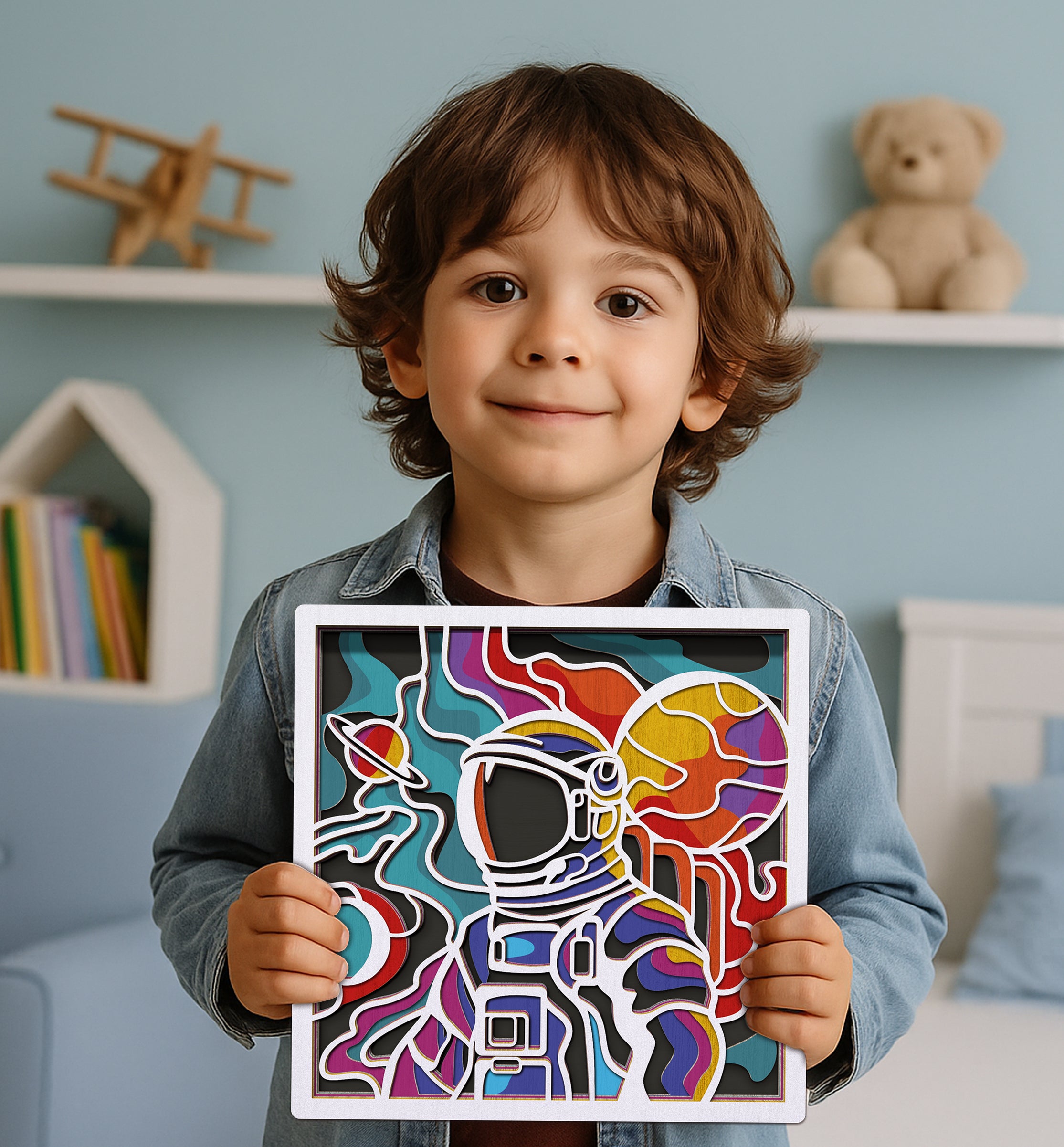 Space wooden art kit, Space craft kit for kids, Galaxy wood art project, Astronaut wooden art kit, Space painting kit, DIY space craft, Cosmic wall art, Solar system wooden craft, Creative space activity, Kids space painting set, Universe wood layers, Space themed décor craft, Planets wooden art kit, STEM space art project.