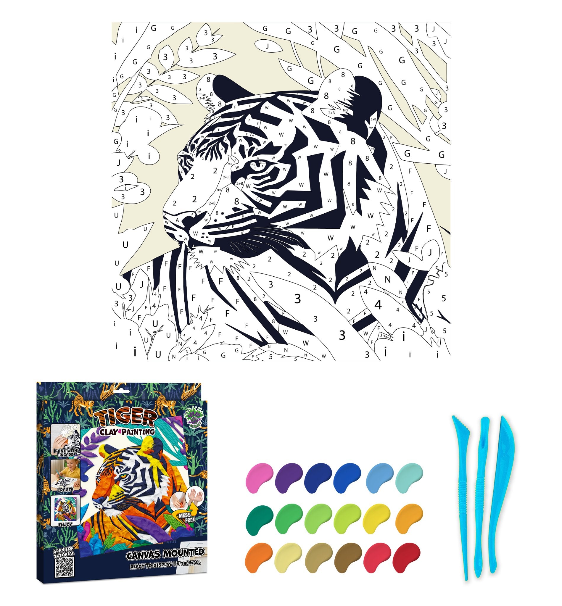 Tiger Clay Painting 30x30 cm