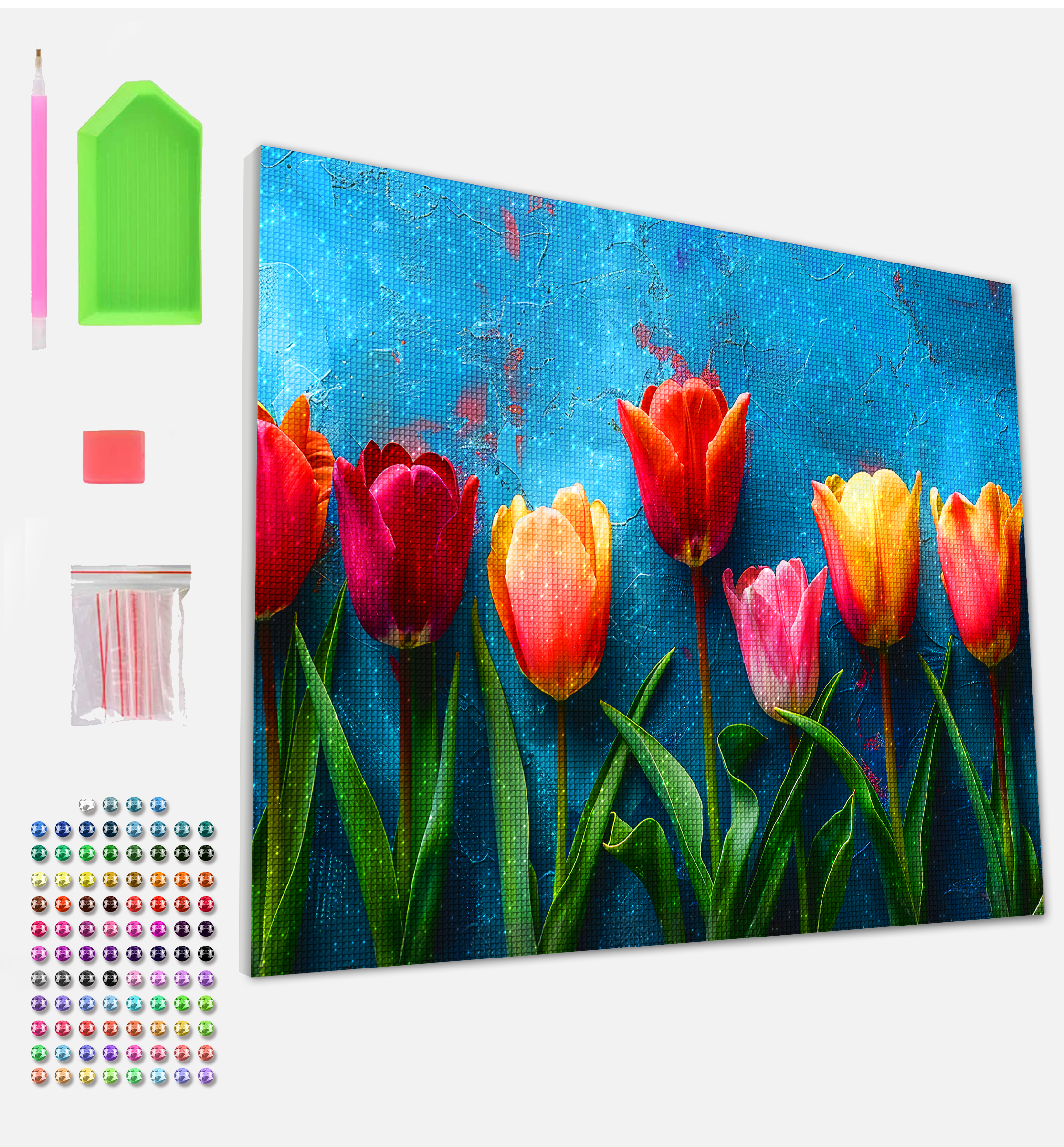Tulips diamond painting, Flowers diamond art, Tulips diamond painting for kids, Flowers diamond art kits, Tulips crystal art, Flowers crystal art set, 5D diamond painting kits, 5D diamond art, Tulips gifts, Flowers gifts for girls, framed diamond art kits, framed diamond painting, diamond painting for beginners, framed crystal art, Tulips toy, Flowers arts and crafts, Tulips canvas wall art, Flowers art kit, 