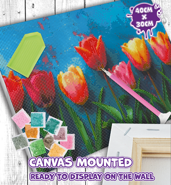 Tulips diamond painting, Flowers diamond art, Tulips diamond painting for kids, Flowers diamond art kits, Tulips crystal art, Flowers crystal art set, 5D diamond painting kits, 5D diamond art, Tulips gifts, Flowers gifts for girls, framed diamond art kits, framed diamond painting, diamond painting for beginners, framed crystal art, Tulips toy, Flowers arts and crafts, Tulips canvas wall art, Flowers art kit, 