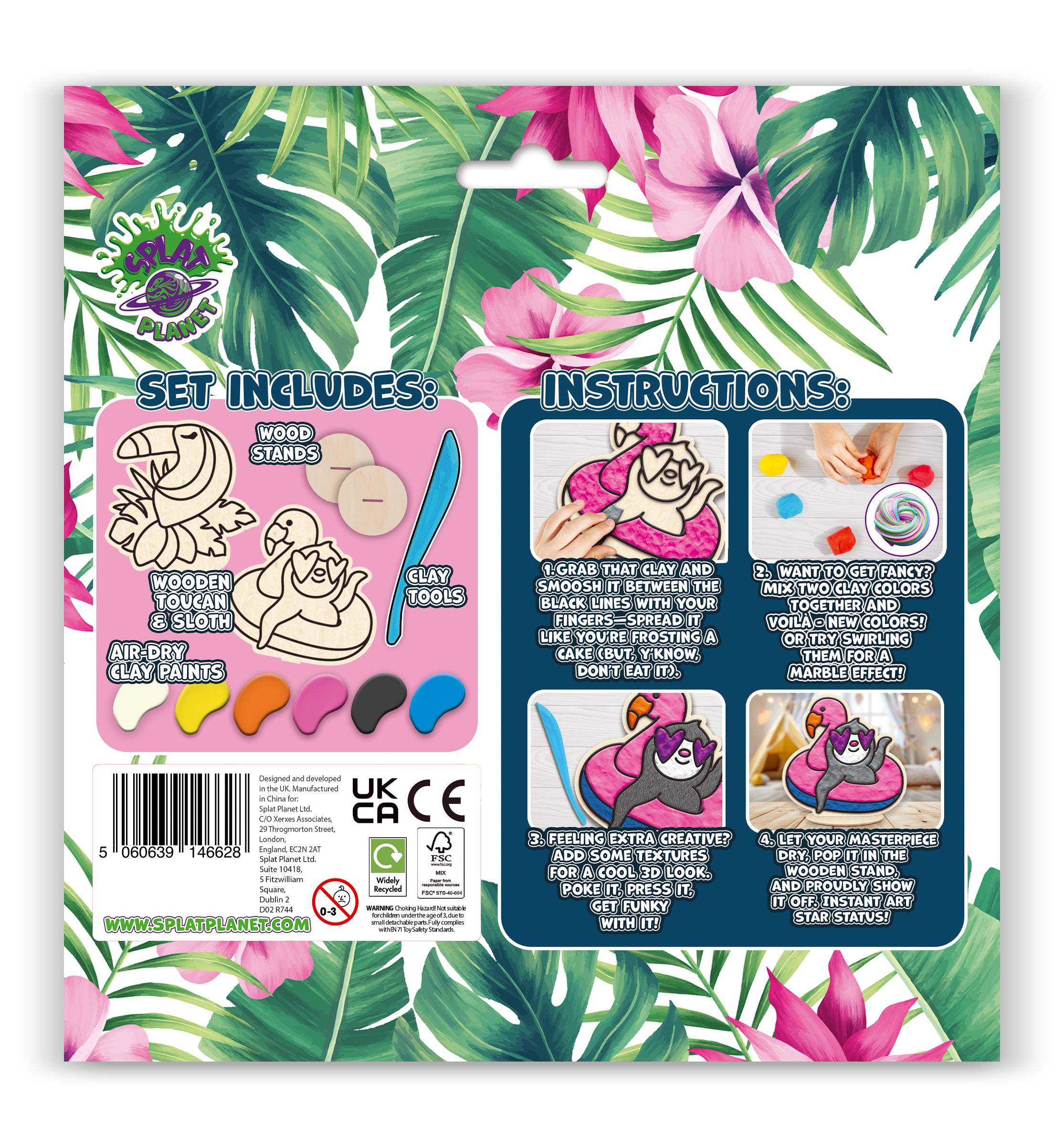 tropical clay colouring kit
tropical clay painting kit
toucan and sloth clay craft kit
tropical diy clay craft kit
tropical craft kit for kids
toucan sloth painting craft activity
tropical clay art kit kids
tropical creative craft kit
paint your own toucan and sloth
tropical craft gift for kids
tropical clay craft activity
jungle animal craft kit
tropical art activity kit
tropical creative gift for kids
splat planet tropical clay colouring kit