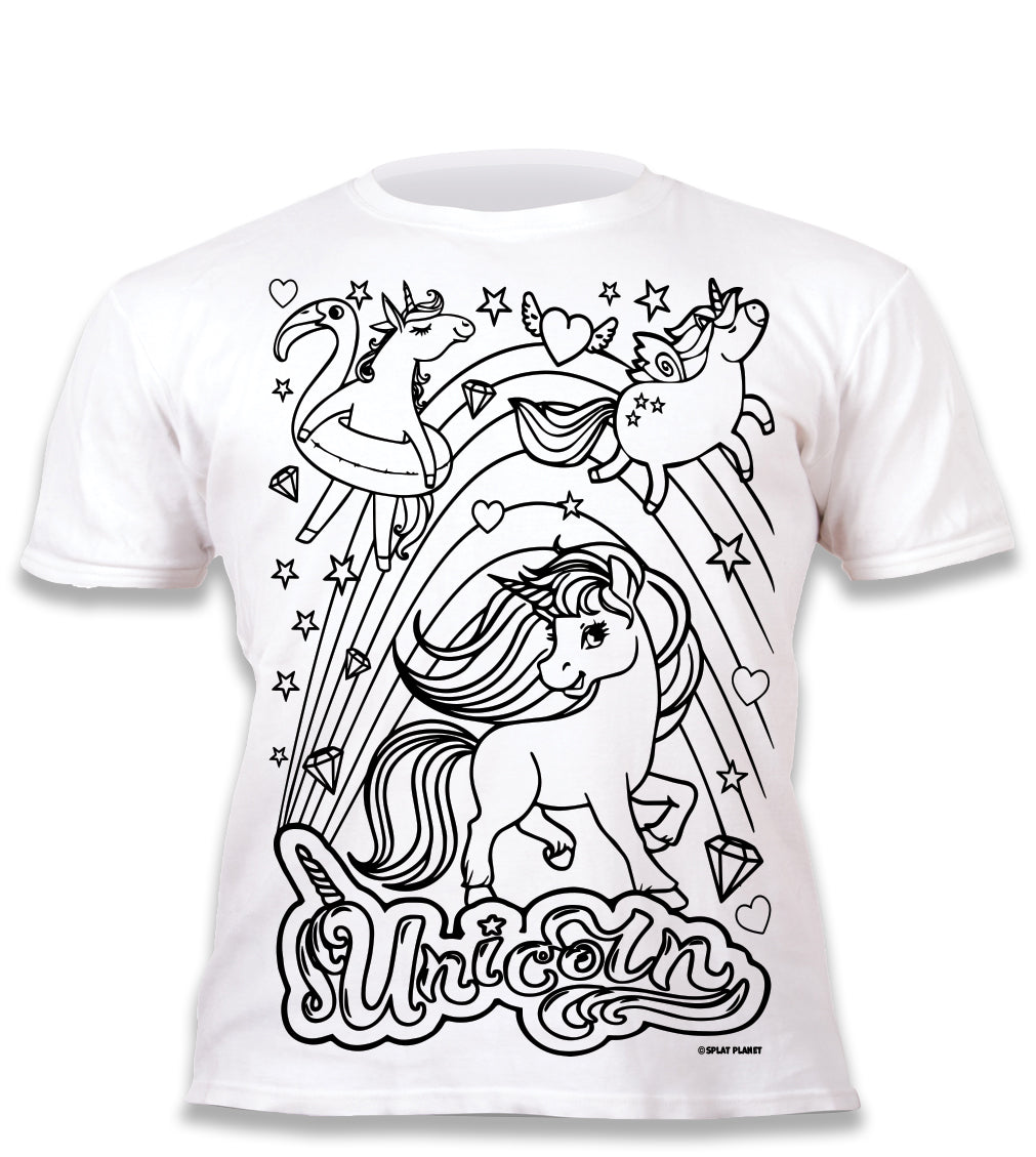 kids, children, chlidrens, colour in t-shirt, eatsleepdoodle, eat sleep doodle, grafix,  splat planet, color in t-shirt, color in t shirt, Unicorn, Unique unicorn, Unicorn t shirt, rainbow, rainbow colouring, Unicorn colouring, Unicorn coloring, personalise, Magic, kids gift, unique present, magic t-shirt, magic t-shirt