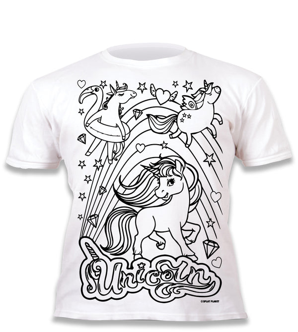 kids, children, chlidrens, colour in t-shirt, eatsleepdoodle, eat sleep doodle, grafix,  splat planet, color in t-shirt, color in t shirt, Unicorn, Unique unicorn, Unicorn t shirt, rainbow, rainbow colouring, Unicorn colouring, Unicorn coloring, personalise, Magic, kids gift, unique present, magic t-shirt, magic t-shirt