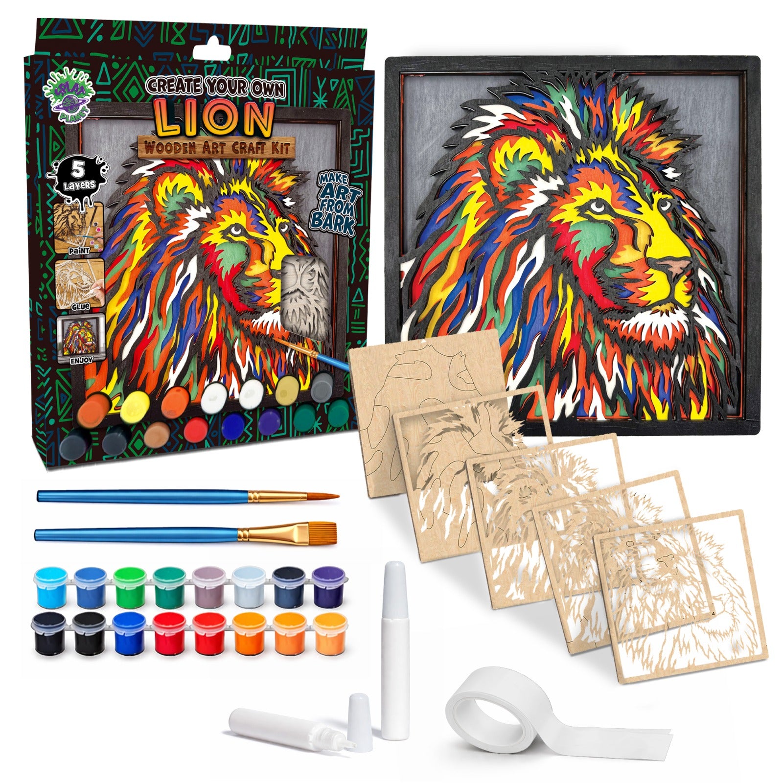 Lion wooden art craft kit, Lion craft kit for kids, Lion layered wood art, Lion painting kit, DIY Lion craft, Jungle animal wooden art, Lion wall art, Lion gift for children, Lion arts and crafts, Creative Lion project, Wooden Lion painting set, Safari animal craft kit, Kids Lion activity kit, Lion plywood art, Lion home décor craft.