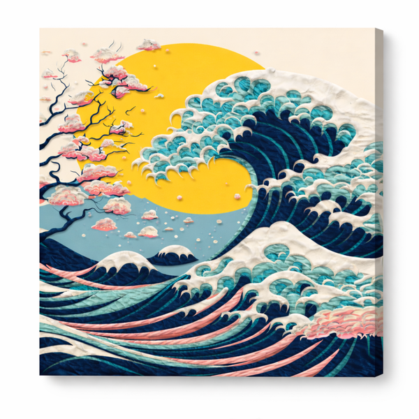 Big Wave Clay Painting 30x30 cm