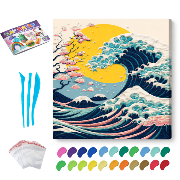 Big Wave Clay Painting 30x30 cm