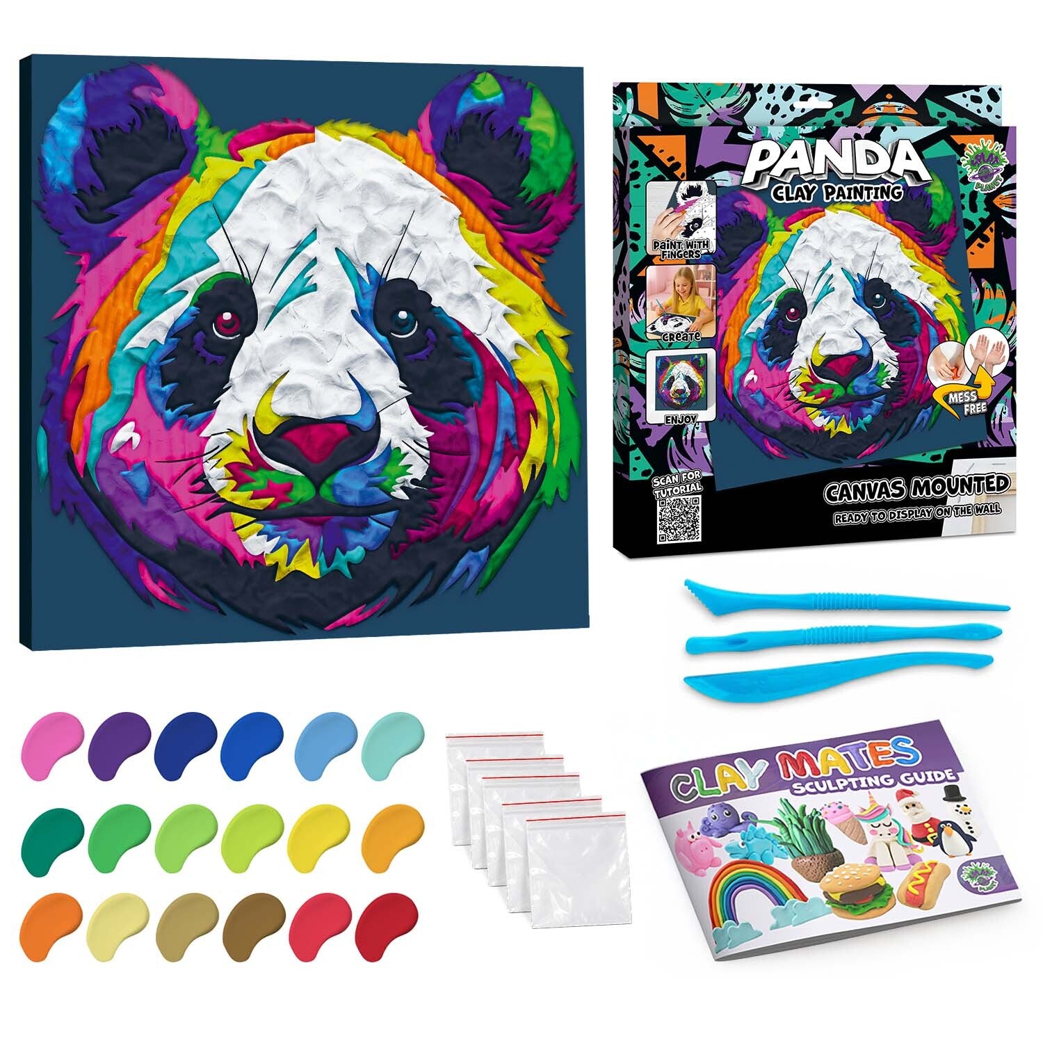 Panda Clay Painting 30x30cm