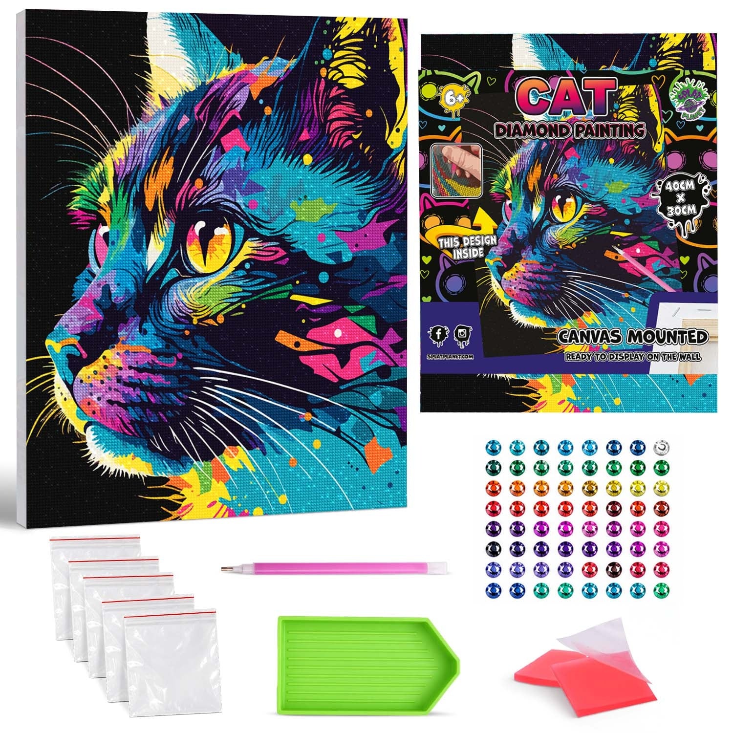 Cat diamond painting, Neon Cat diamond art, Cat diamond painting for kids, cat diamond art kits, cat crystal art, cat crystal art set, 5D diamond painting kits, 5D diamond art, Flamingo gifts, cat gifts for girls, cat gifts for women, framed diamond art kits, framed diamond painting, diamond painting for beginners, framed crystal art, cat gift for cat lovers, Cat arts and crafts, cat canvas wall art, cat art kit,