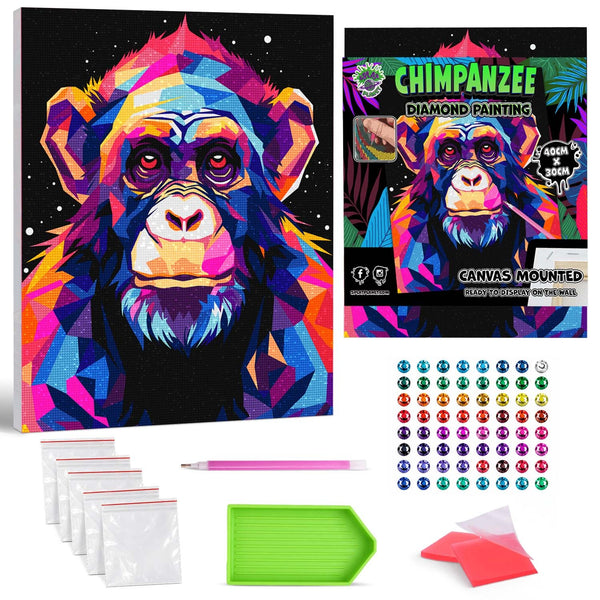 Chimpanzee diamond painting, Monkey diamond art, Monkey diamond painting for kids, Chimpanzee diamond art kits, Monkey crystal art, Monkey crystal art set, 5D diamond painting kits, 5D diamond art, Monkey gifts, Monkey gifts for girls, framed diamond art kits, framed diamond painting, diamond painting for beginners, framed crystal art,Monkey toy, Monkey arts and crafts, Monkey canvas wall art, Chimpanzee art kit,