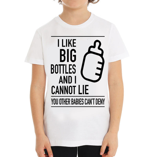 Hipster Baby Cute Funny Unique Kids T-shirt, Perfect new baby gift, I like big bottles and I cannot lie, I like Big butts and I cannot Lie, White baby Kids T-shirt
