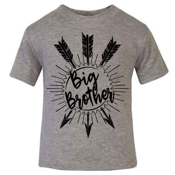 Hipster kids T-shirt, Big Brother Unique baby gift, Grey Kids children T-shirt
