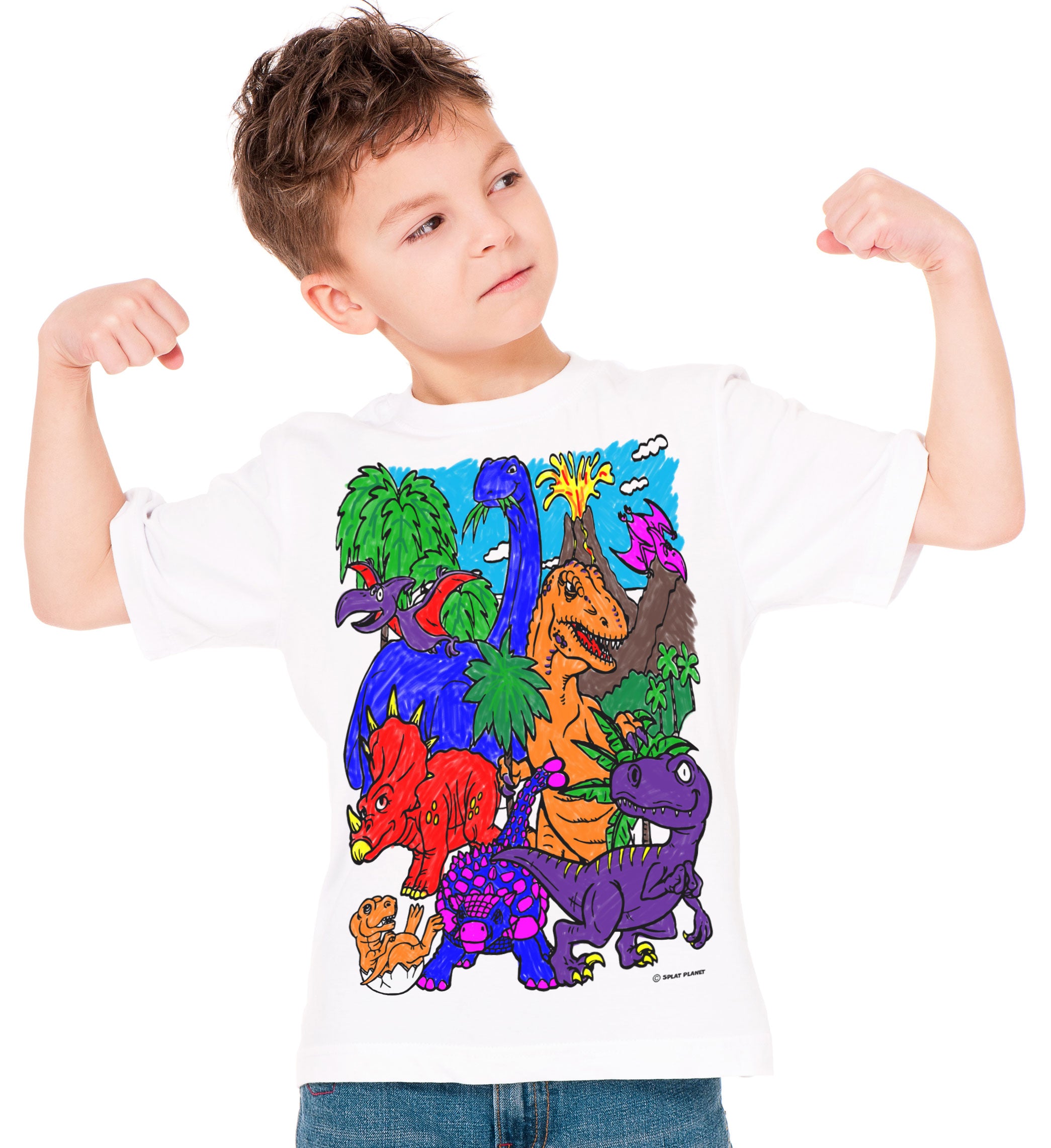 kids, children, chlidrens, eatsleepdoodle, eat sleep doodle, grafix, colour in t-shirt, colour in tshirt, color in t-shirt, color in t shirt, Dinosaurs, Dino, Dinosaur, Dinosaur colouring, Trex, Tyrannosaurus, Triceratops, Velociraptor, Stegosaurus, colour in, wash out, colour in again, magic colouring, fabric pens, splat planet, colouring, colour in, washable pens, magic, toddlers, Kids, magic,  colouring, fabric pens, boys, girls, gift, christmas present, unique easter present,