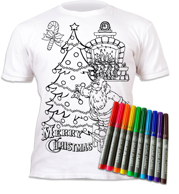 kids, children, chlidrens, eatsleepdoodle, eat sleep doodle, grafix, colour in t-shirt, colour in tshirt, color in t-shirt, color in t shirt, gingerbread, Christmas, Santa, Father Christmas, festive colour in, wash out, colour in again, magic colouring, fabric pens, splat planet, colouring, colour in, washable pens, magic, toddlers, Kids, magic,  colouring, fabric pens, boys, girls, gift, christmas present, unique gift,