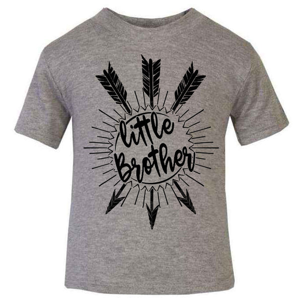 Hipster kids children baby T-shirt, Little Brother Unique baby gift, Grey Kids T-shirt