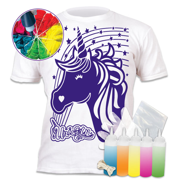 Tie Dye Kit, Vibrant Tie Dye T Shirt, magic Tie Dye kit, Unicorn T shirt, kids tie dye kit, kids tie dye t-shirt, unicorn t-shirt for girls, create your own t-shirt, Unicorn gifts for girls, Unicorn T-shirt