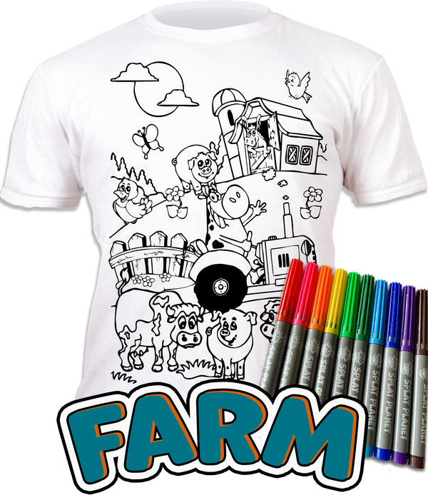 kids, children, chlidrens, colour in t-shirt, art2colour, art 2 colour, splat planet, Butterflies, Farm, Farm animal, Farm colouring, Farm colour in, colouring, colour in, personalise, Magic, Farm